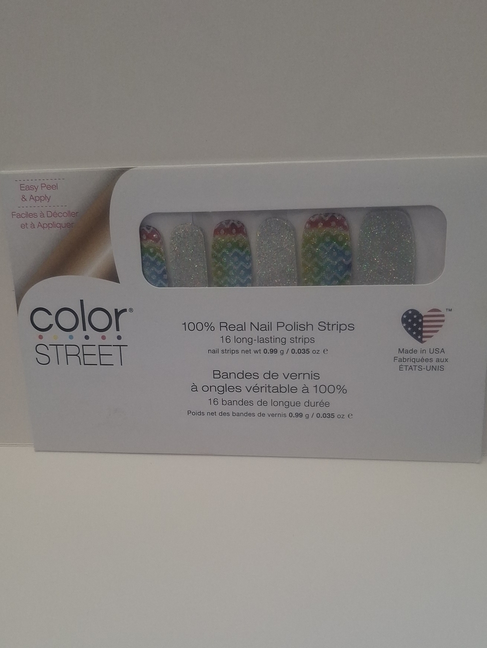 Color Street Rainbow Chevron & Silver Glitter Nail Strips - Eggs-travaganza
